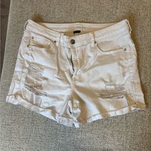 American Eagle Outfitters Women's White Shorts - high rise shortie size 18